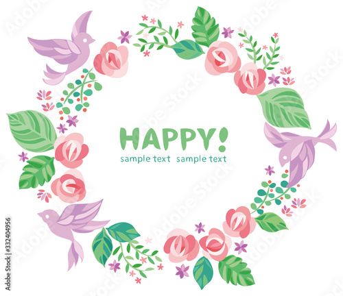 花　小鳥　フレーム