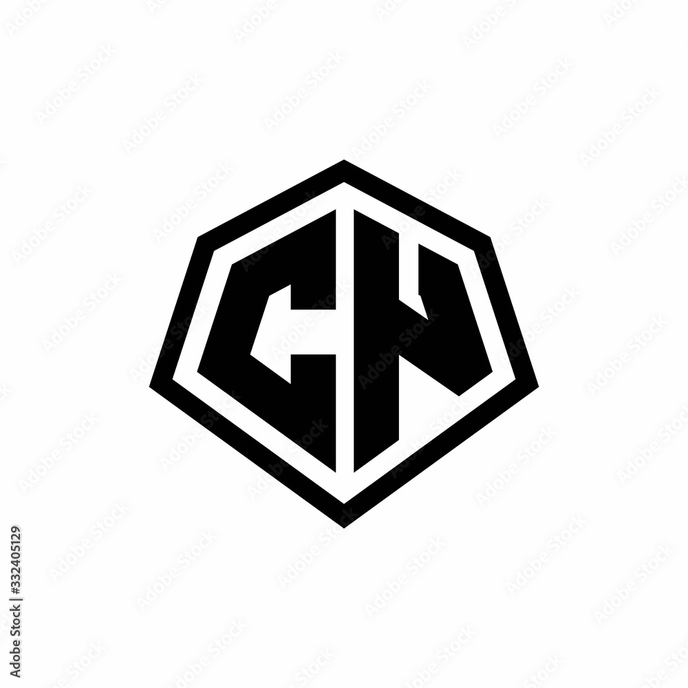 CN monogram logo with hexagon shape and line rounded style design template CN monogram logo with hexagon shape and line rounded style design template