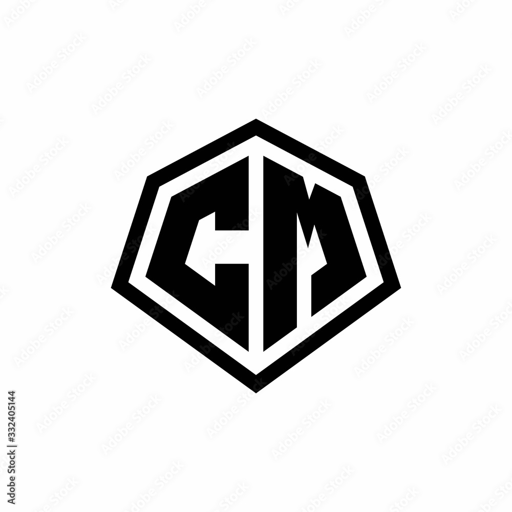 CM monogram logo with hexagon shape and line rounded style design template CM monogram logo with hexagon shape and line rounded style design template