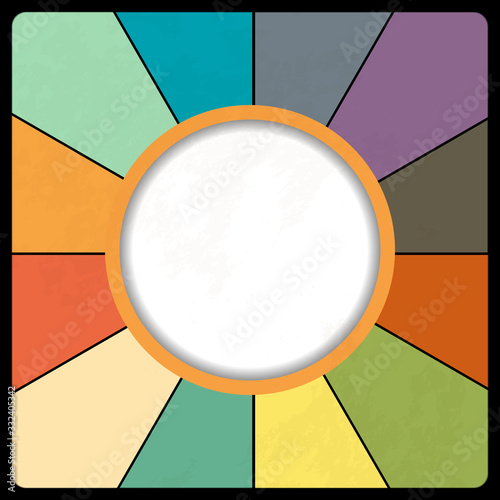 Retro vintage circular border on multicolour background