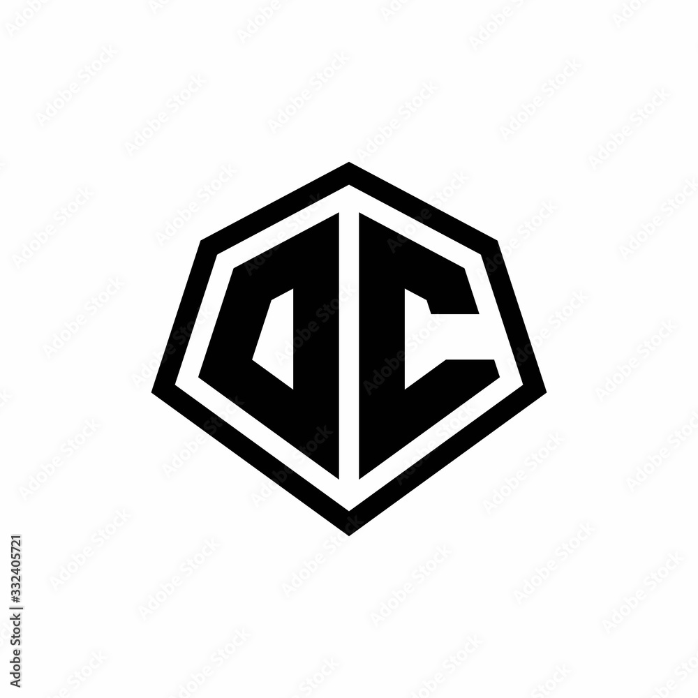 DC monogram logo with hexagon shape and line rounded style design template DC monogram logo with hexagon shape and line rounded style design template