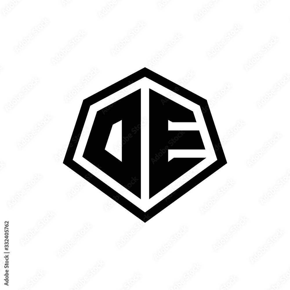 DE monogram logo with hexagon shape and line rounded style design template DE monogram logo with hexagon shape and line rounded style design template