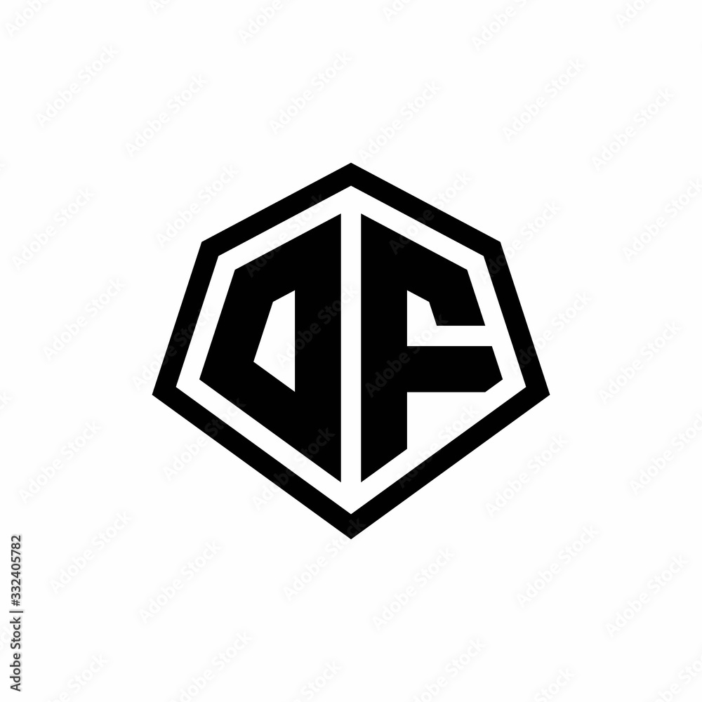 DF monogram logo with hexagon shape and line rounded style design template DF monogram logo with hexagon shape and line rounded style design template
