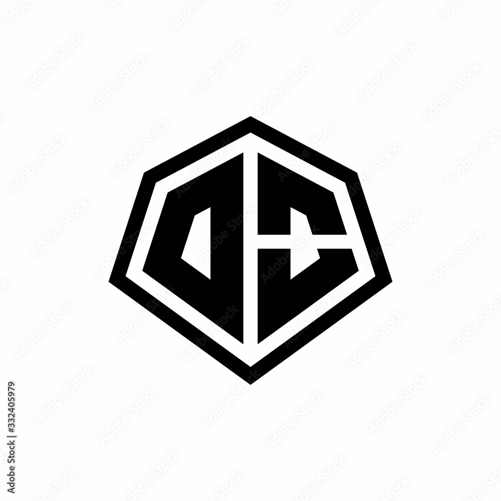 DO monogram logo with hexagon shape and line rounded style design template DO monogram logo with hexagon shape and line rounded style design template