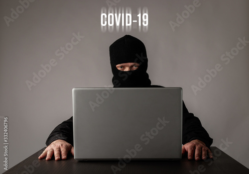 Terrorist and Covid-19. Stay at home and Quarantine concept.