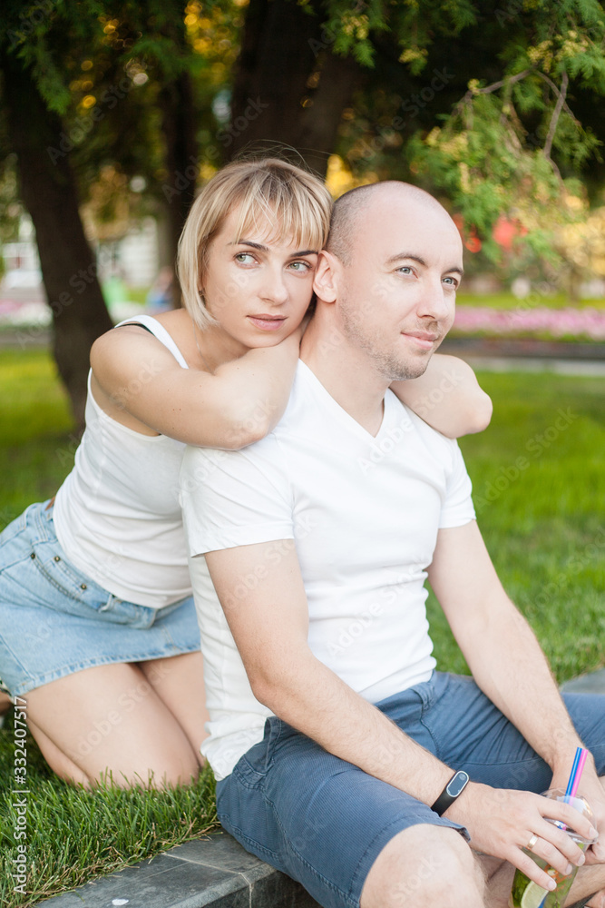 couple in love on the street embrase couple in love on the street embrase