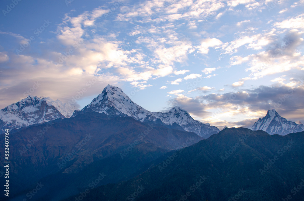Himalayas mountains and sunrise Nepal