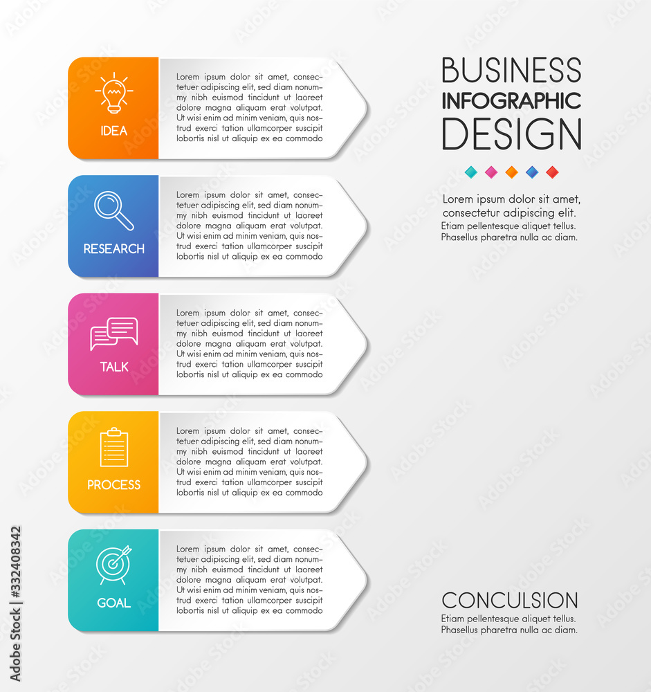 Business diagram with icons and 5 options. Infographic design. Vector Business diagram with icons and 5 options. Infographic design. Vector