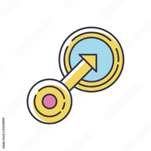 Native integration RGB color icon. Targeting in business strategy. Arrow go in circle. Marketing to focus group. Achieve goal. Customization progress. Insert option. Isolated vector illustration