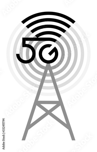 5G antenna vector icon, 5th generation of cellular network technology. Enables Internet of Things.