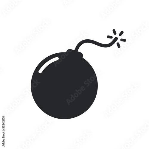 Bomb vector icon, cartoon dynamite violence illustration. Bomb fuse threat symbol