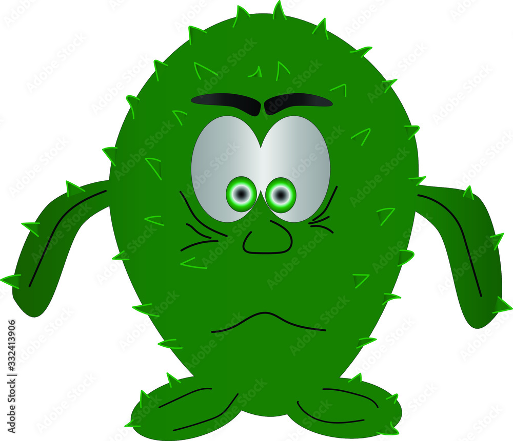 Fototapeta premium Naughty green cactus smiles with spikes