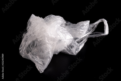 white plastic Bag on black background