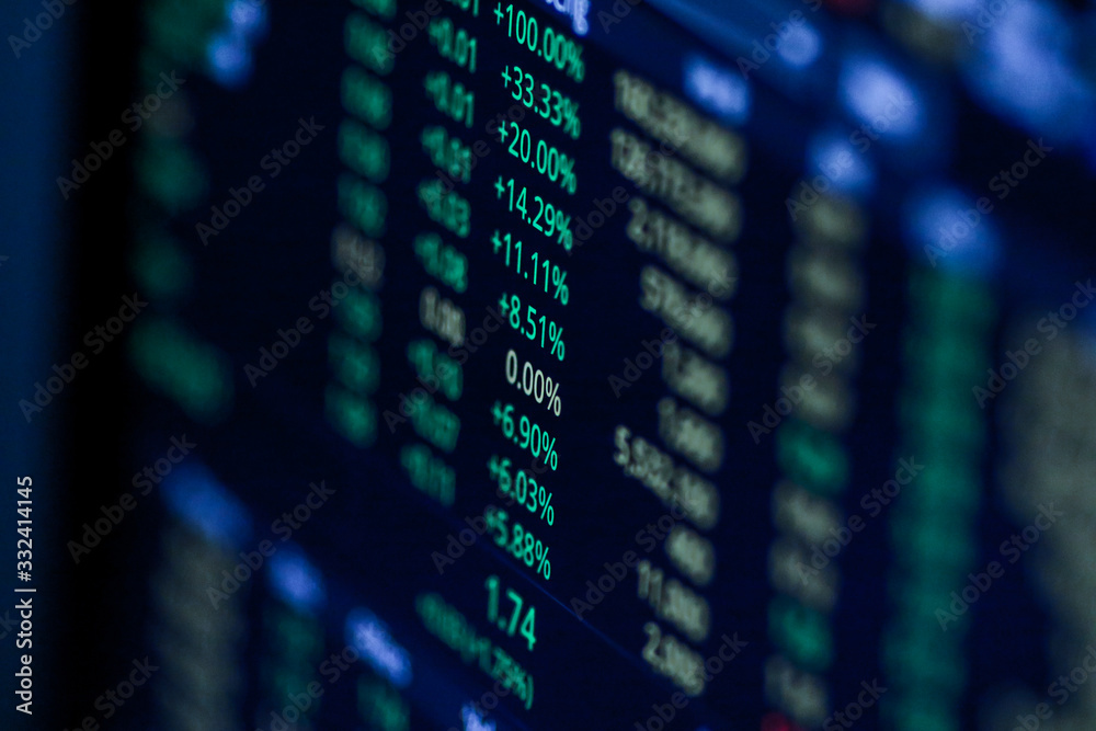 Stock exchange market chart, Stock market data on LED display. Business analysis concept. Stock exchange market chart, Stock market data on LED display. Business analysis concept.