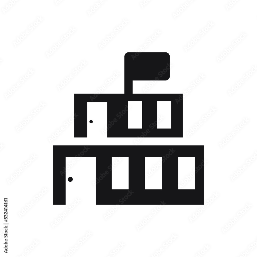 School building icon , template logo vector illustration emblem isolated, outline solid glyph black background white School building icon , template logo vector illustration emblem isolated, outline solid glyph black background white