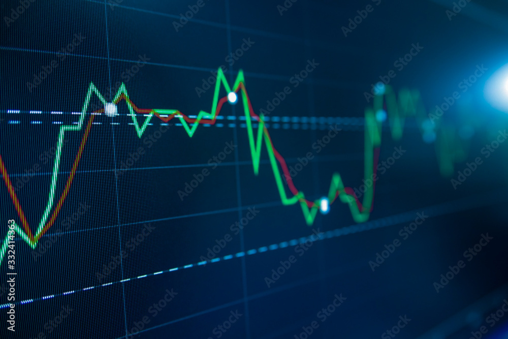Blue Stock Exchange Market trading graph on screen monitor for economic and financial investment. Business analysis chart display. Stock invest infomation. Blue Stock Exchange Market trading graph on screen monitor for economic and financial investment. Business analysis chart display. Stock invest infomation.