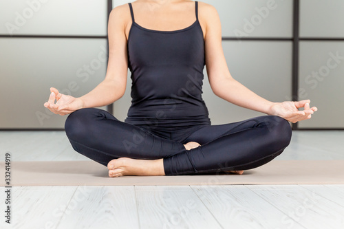 Yoga indoor concept. Active life and power. Meditation and relax