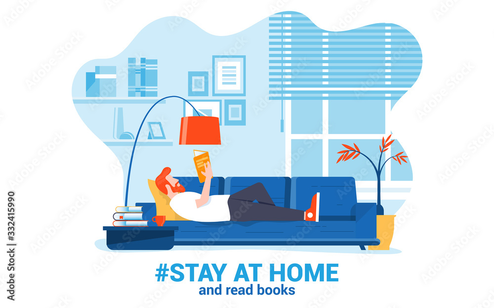 Flat Modern design Illustration of Stay at Home 3 - obrazy, fototapety, plakaty 