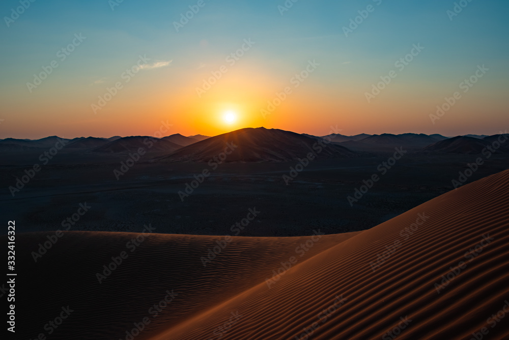 Sunset in Rub al Khali the empty quarter between Oman and Saudi Arabia near Salalah