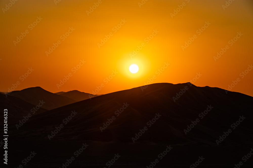 Sunset in Rub al Khali the empty quarter between Oman and Saudi Arabia near Salalah