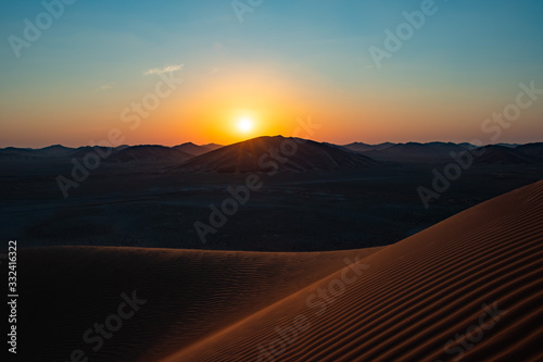 Sunset in Rub al Khali the empty quarter between Oman and Saudi Arabia near Salalah