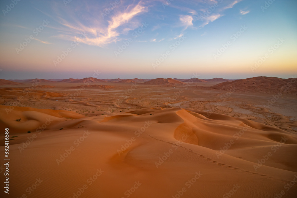 Dawn in Rub al Khali the empty quarter between Oman and Saudi Arabia near Salalah
