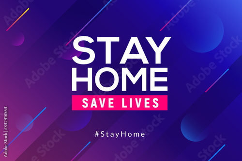 Stay Home quarantine coronavirus epidemic illustration for social media, stay home save lives hashtag