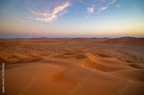 Dawn in Rub al Khali the empty quarter between Oman and Saudi Arabia near Salalah