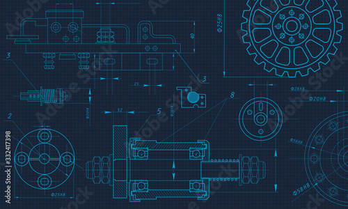 Engineering Drawing Background. Vector Illustration.
