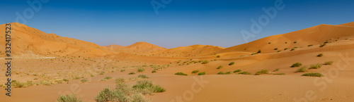 Panoramic view of Rub al Khali the empty quarter between Oman and Saudi Arabia near Slalah
