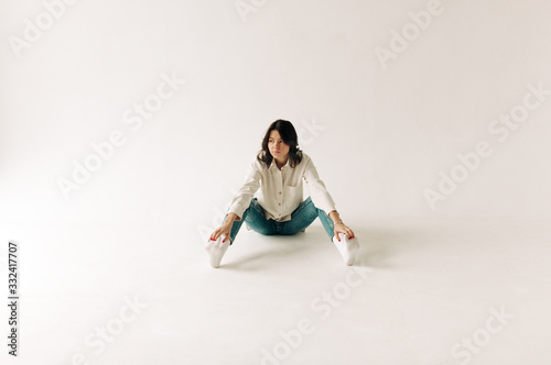 young woman on the white background