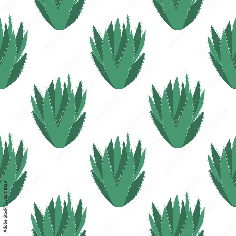 Aloe cacti wallpaper. Abstract cactus seamless pattern on white background. Aloe cacti wallpaper. Abstract cactus seamless pattern on white background.