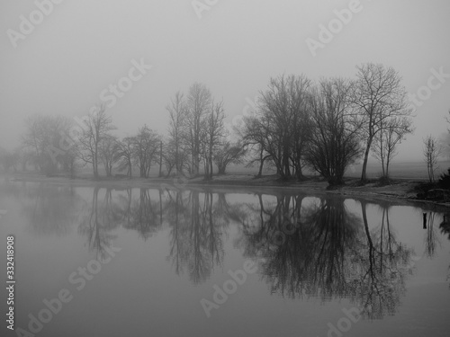 foggy morning on the lake