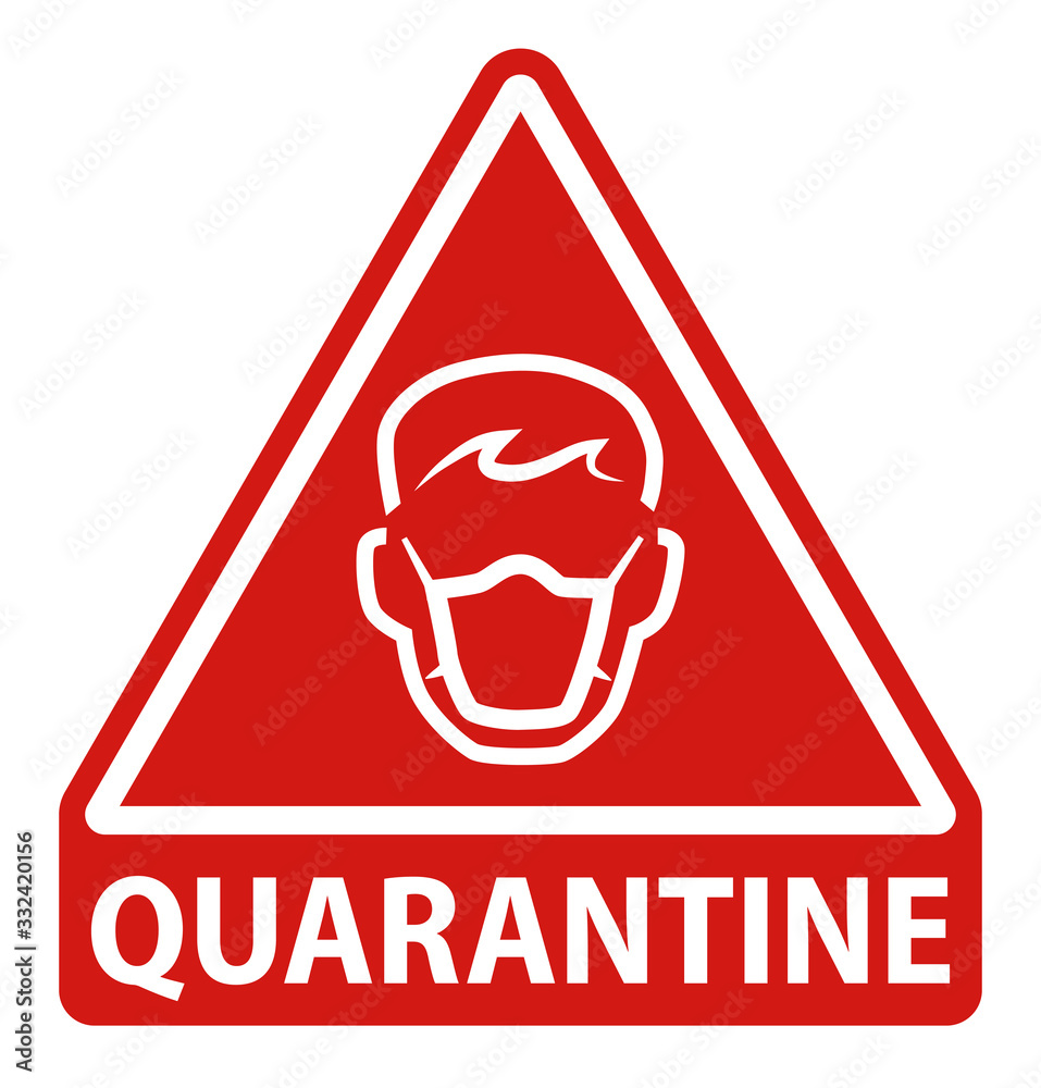 Red quarantine warning sign respiratory protection symbol triangular shape  Stock Vector | Adobe Stock