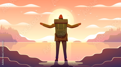 A Man look at the sun.