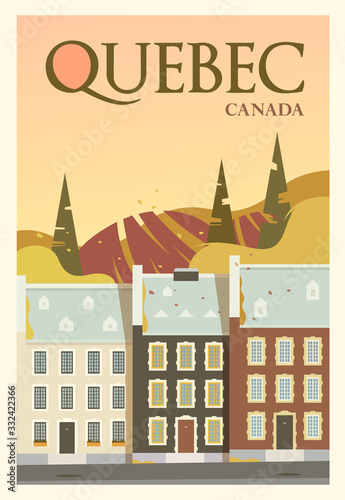 Canvas Print Time to travel. Around the world. Quality vector poster. Quebec.