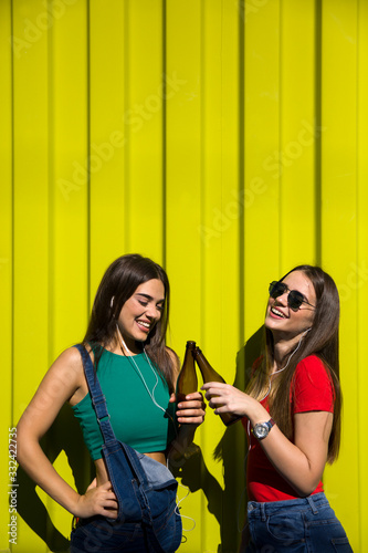 Young women outdoor against...