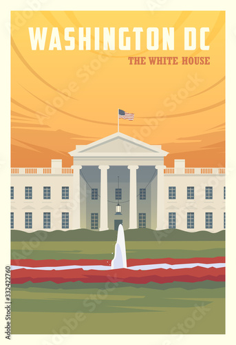 Time to travel. Around the world. Quality vector poster. The white house.