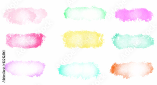 Colorful pink blue red green yellow watercolor splash set for your design, vector.