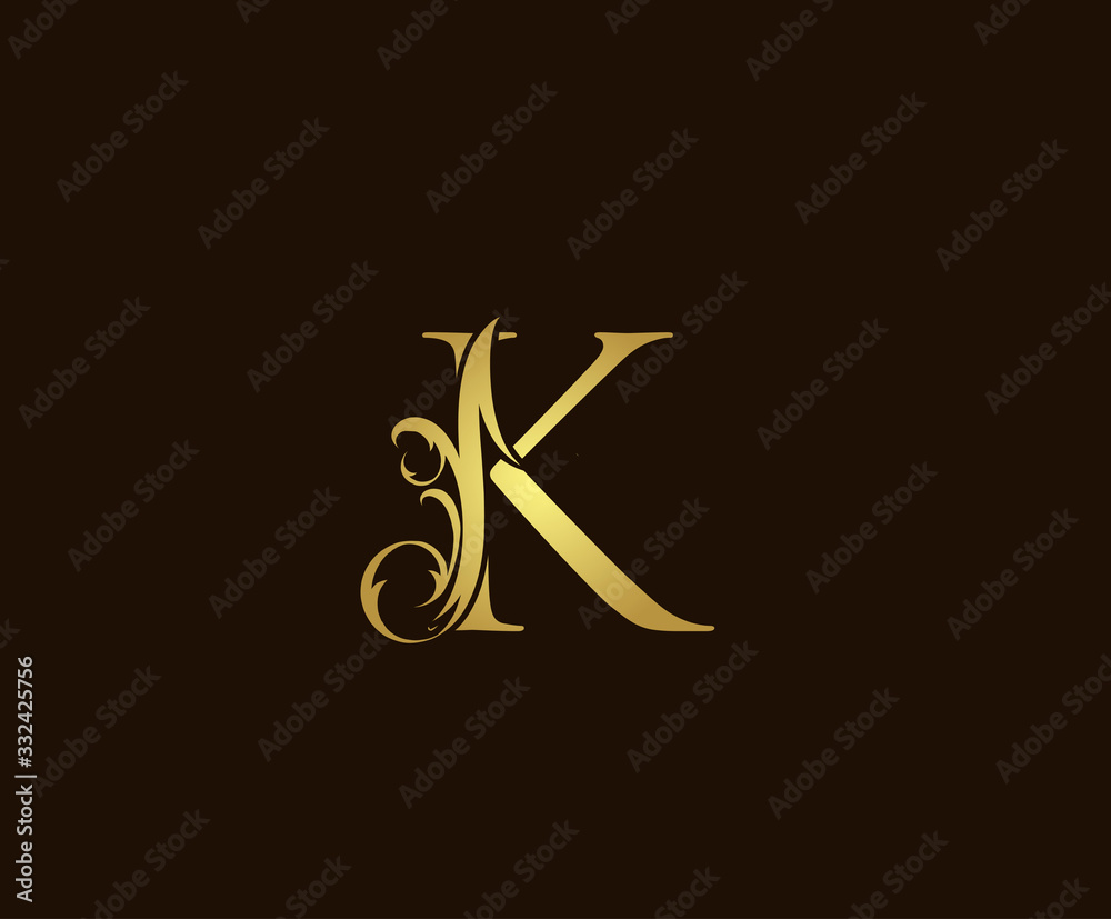 Gold K Luxury Logo Icon, Classic K Letter Design. Gold K Luxury Logo Icon, Classic K Letter Design.