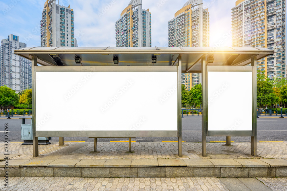 The bus stop shelters and advertising light boxes The bus stop shelters and advertising light boxes