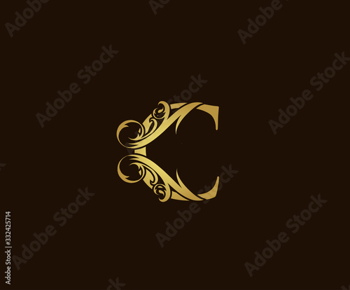 Gold C Luxury Logo Icon, Classic C Letter Design.