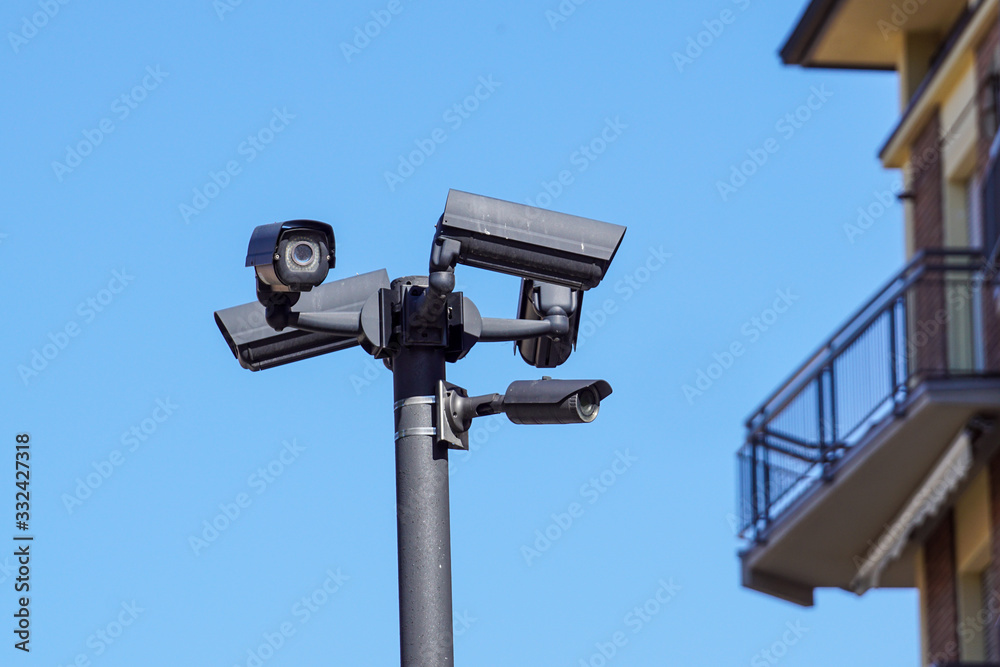 Security cameras on the pole . tvcc Sourveillance Security cameras on the pole . tvcc Sourveillance