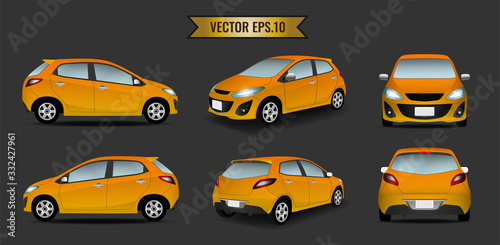 Set of cars orange color isolated on the background. Ready to apply to your design. Vector illustration.