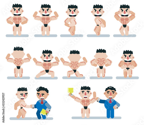 characters bodybuilding, game, flat ,icon man, cartoon