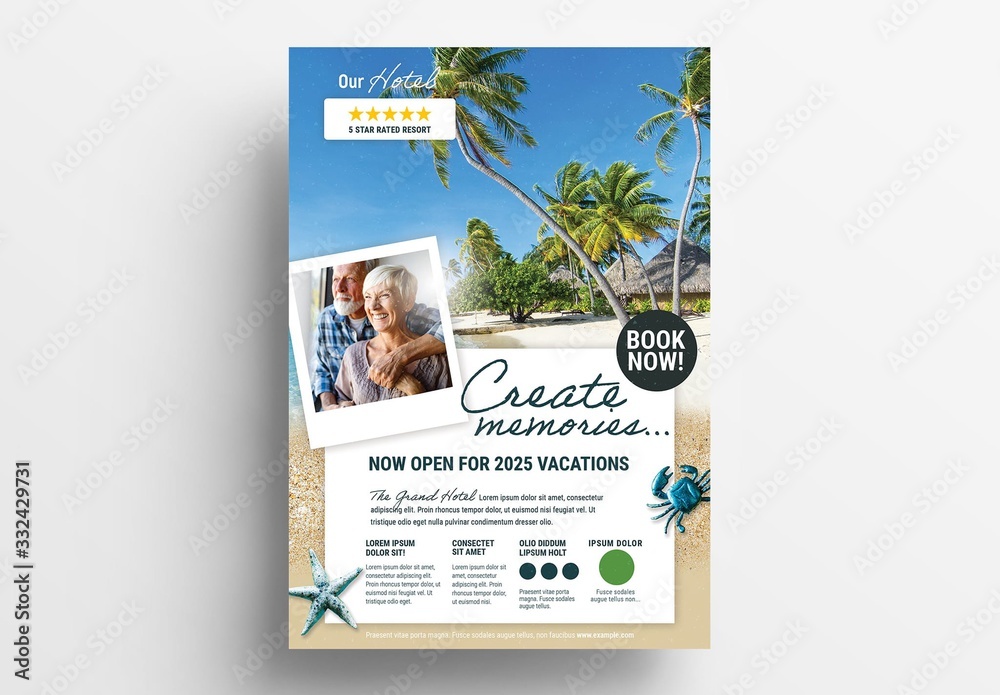 Beach Hotel Advertisement Poster Layout Stock Template Adobe Stock