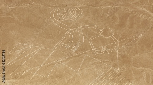 Monkey geoglyph, Nazca mysterious lines and geoglyphs photo