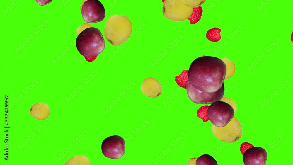 Fruits falling animation chroma key element loop,
