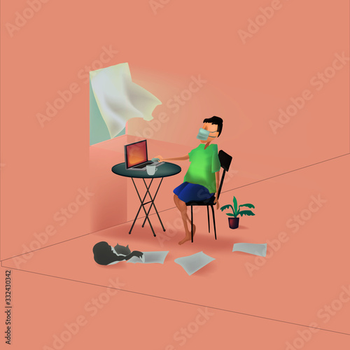 Work at Home 2020 Vector Design photo