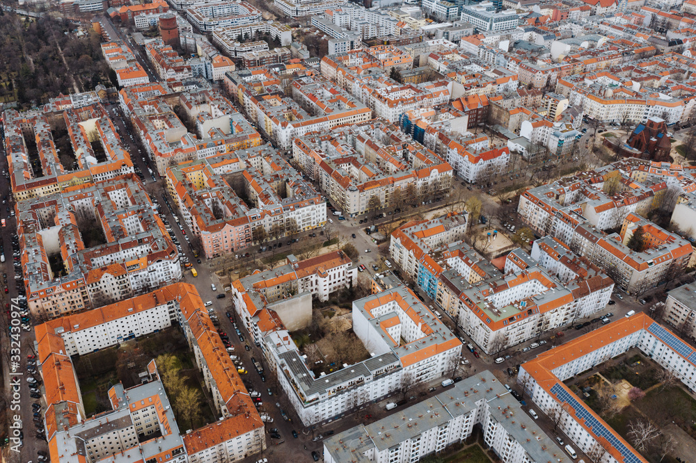 aerial photo of houses in big city